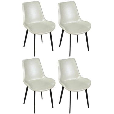 Imagem de Kit 4 Cadeiras De Jantar Estofada Chicago Base Metal - Branco