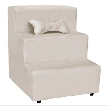 Imagem de Escadas almofadadas para animais de estimação, completas com um conjunto gratuito de escadas seguras e confortáveis para animais de estimação, adequadas para gatos e cães. (bege)