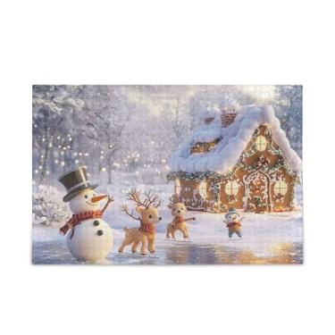 Imagem de 500 peças de quebra-cabeças de madeira e papel combinados com paisagem de neve para adultos