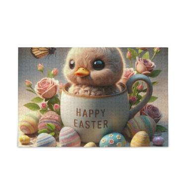 Imagem de Quebra-cabeça de 1000 peças, feliz ovo de páscoa, presente faça você mesmo, com bolsa de armazenamento de malha, quebra-cabeça engraçado para adultos e crianças