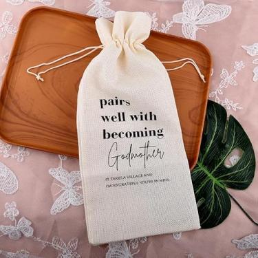Imagem de Presente de pedido de madrinha para irmã tia madrinha presentes de aniversário para madrinha Deus mãe presentes para mulheres madrinha amantes de vinho presentes para mulheres Deus mãe madrinha sacos