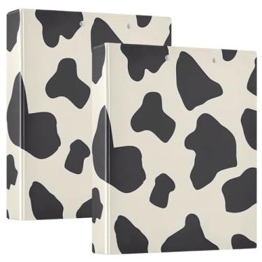 Imagem de Fichário de 3 anéis com estampa de vaca, fichário de 3,8 cm com prancheta, tamanho A4, fichário de escritório, pacote com 2