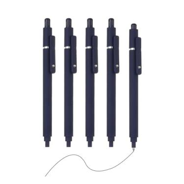 Imagem de PATIKIL Pacote com 5 canetas retráteis de 0,5 mm, canetas esferográficas retráteis, ponta fina, escrita suave para escritório, material doméstico, diário, caderno, azul