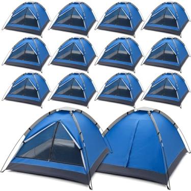 Imagem de Woanger Pacote com 12 tendas de acampamento a granel para 2 a 3 pessoas para sem-teto, leve, com mosca de chuva e bolsa de transporte, à prova d'água, à prova de vento, pop-up para desabrigados