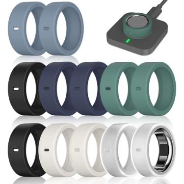 Imagem de Pacote com 12 capas de anel compatíveis com anel Oura Gen 4/4 Ceramic, Oura Ring Gen 3 Horizon/Heritage, Surport Charging com capa, protetor de anel de silicone elástico antiarranhões para homens e