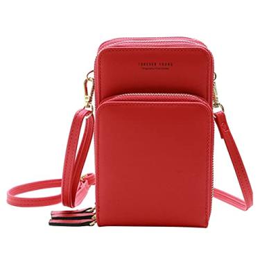 Imagem de Bolsa Crossbody Feminina com Cinto Ajustável Padrão Sólido Bolsas Zíper de Ombro Multipropósito Carteira Bolso para Uso Diário Viagens e Compras
