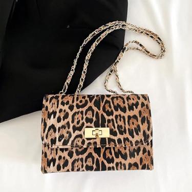 Imagem de Bolsa de ombro quadrada, bolsa transversal de design exclusivo com alça ajustável, bolsa feminina moderna, Marrom, Bolsa de ombro