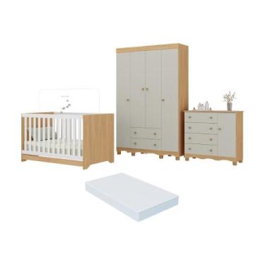 Imagem de Quarto de Bebê Completo com Berço Americano 3 em 1 Colchão Incluso Den