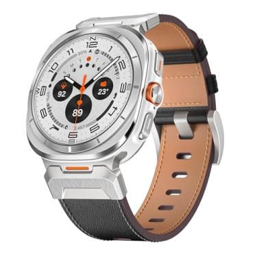 Imagem de SAAWEE Para samsung galaxy assista ultra cinta 47mm acessórios pulseira esportiva de couro para galaxy watch 7 ultra pulseiras(Blue Silver)