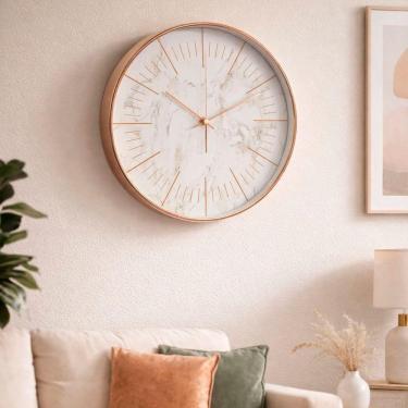 Imagem de Relógio De Parede Decorativo Redondo Rose Gold Elegante 30cm