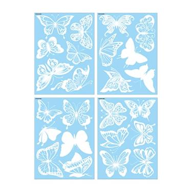 Imagem de Adesivos Anti-Colisão para Janela 4 Folhas Temática Borboleta DIY de Vidro PVC Removíveis Impactos Pássaros Reflexivos Fáceis Colar Decoração Casa