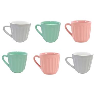 Imagem de Jogo 6 Xícaras Caneca De Porcelana 150ml Alta (Colorida)