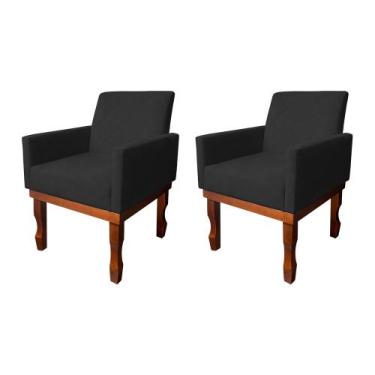 Imagem de Kit 2 Poltronas Medusa Retrô Pés de Madeira Maciça Suede Preto - CASA 