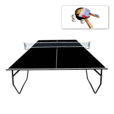 Imagem de MESA PING PONG COM RODIZIO MDP 15mm KLOPF 1087 COR PRETA + KIT 2 Raque