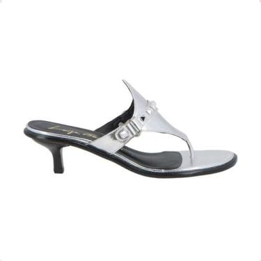 Imagem de Tamanco Feminino Salto Baixo Luiza Barcelos Prata, Metalcolor prata, 3