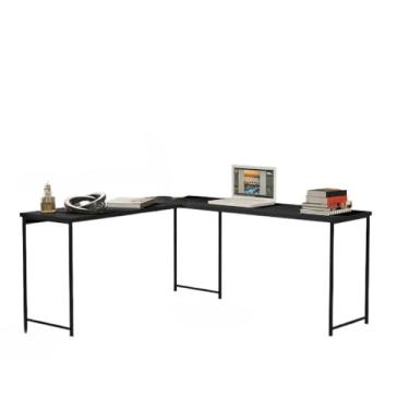 Imagem de Mesa Escrivaninha em L Estilo Industrial Estudo e Home Office (Preto/Preto)