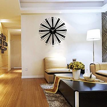 Imagem de 5sssallefaa Relógio de parede de madeira, design de estrela de explosão, relógio de decoração de casa silencioso sem tique-taque operado por bateria para interior/casa/cozinha/quarto/garagem, bar