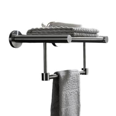 Imagem de Toalheiro tamanho pequeno sem perfuração pequeno banheiro aço inoxidável toalheiro (D 50 cm)