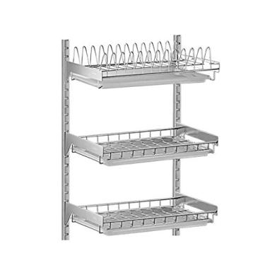 Imagem de Prateleira de armazenamento de cozinha doméstica de aço inoxidável, rack de cozinha, escorredor de louça, suporte de parede, 3 camadas