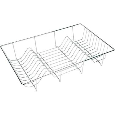 Imagem de Escorredor de Louça Aramado em Ferro Cromado, 48x31x9 cm, Capacidade para 18 Pratos, Design Compacto e Resistente
