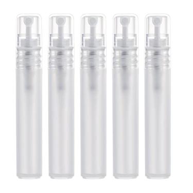 Imagem de 5 peças de atomizadores de perfume de 8 ml, recarregáveis, pequenos frascos de spray de plástico fosco para viagem, frascos pulverizadores vazios de névoa fina para cabelo e plantas faciais (branco)