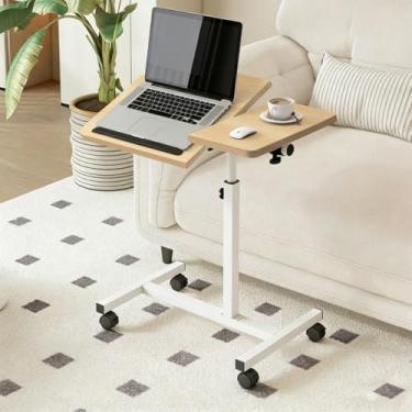 Imagem de Mesa ajustável dobrável, mesa de notebook lateral com ajuste de altura (Nogueira-AB Flip)