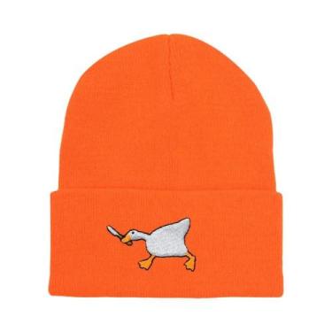 Imagem de Gorro De Inverno Unissex Tricotado Com Bordado De Ganso, Gorro Quente 