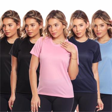 Imagem de Kit 5 Camisas Academia Esportiva Com Proteção Uv Feminina-Feminino