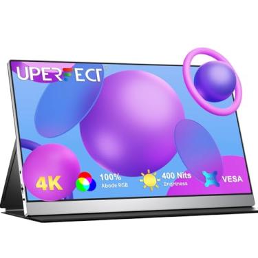 Imagem de UPERFECT Monitor Portátil 4K 15,6”, UHD 3840×2160, 100% AdobeRGB, 400 Nits, HDR FreeSync, USB-C/HDMI, VESA & Capa, Tela Extra para Laptop