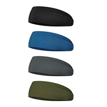 Imagem de 4pcs Cinta para Cabeça Esportiva Homem Mulher de Suor Fitness Absorvente Elástica Respirável Lenço Corrida Yoga Caminhada Ciclismo Treinos Basquete Futebol Vôlei Tênis