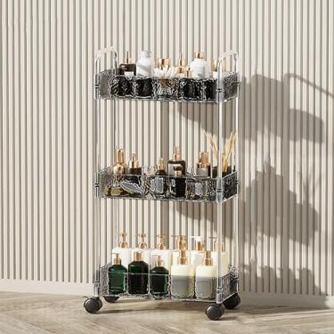 Imagem de Carrinho de armazenamento fino de acrílico transparente - 15 cm L unidade de prateleiras móveis, carrinho utilitário de 2 a 4 níveis para banheiro, lavanderia, organizador de casa - 36 cm C x 15 cm L