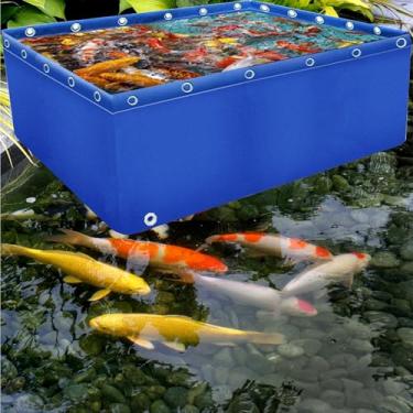 Imagem de Tanque de peixes portátil de lona - Piscina de aquário dobrável multifuncional para Koi, armazenamento de água de emergência, grande piscina de aquicultura (2 x 2 x 1,2 m) com ilhós