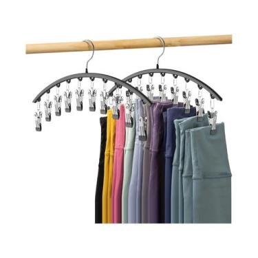 Imagem de Cabide De Metal Curvo Para Calças De Yoga Com 10 Prendedores Organizad