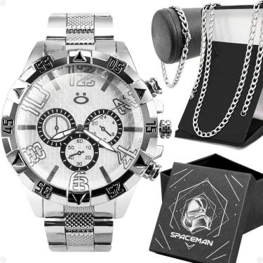 Imagem de Relogio Aço Inox Prova Dagua + Pulseira + Cordão + Caixa
