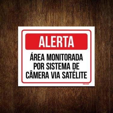 Imagem de Kit 3 Placas Alerta Área Monitorada Sistema Câmera Satelite