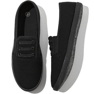 Imagem de Shupua Tênis Feminino De Lona Sem Cadarço, Calçado Casual Para Caminhada, Salto, Uso Não Profissional (Preto Mno.Us5)