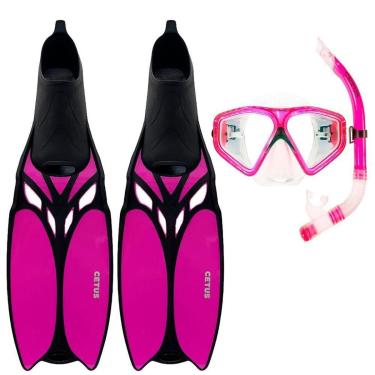 Imagem de Kit de Mergulho Máscara+Respirador+Nadadeira Cetus Shark Fun Pink-Unissex