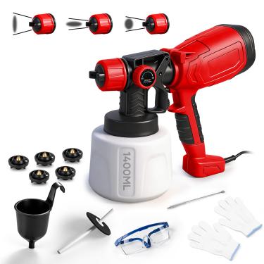 Imagem de Trailabo Pistola de Pintura Eletrica Profissional, 1400 ml, Ajuste do Spray por Botão, Motor Potente de Cobre, Punho Emborrachado, 750 W, 110-130 V