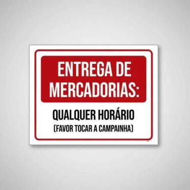 Imagem de Placa Acm Entrega Mercadorias Qualquer Horário 18X23 - Sinalizo