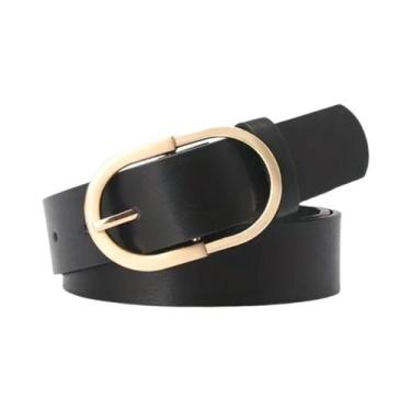 Imagem de Cinto Feminino De Couro PU Com Fivela Clássica Dourada Versátil Para C