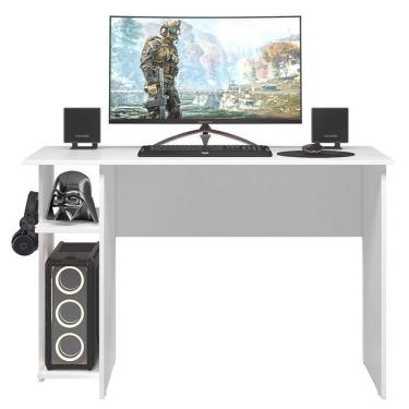 Imagem de Mesa Para Computador Gamer 3875 Branco Brilho - Qmovi