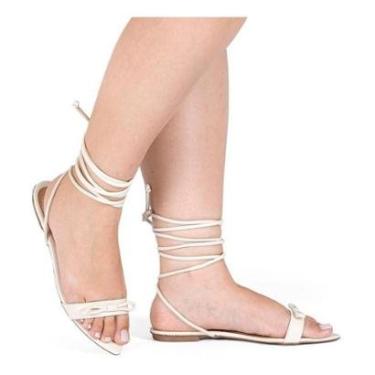 Imagem de Sandália Rasteirinha Amarração Rasteira Feminina Bico Fino-Feminino