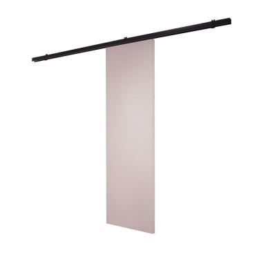 Imagem de Porta De Correr Branco Prime Com Kit Alumínio Preto - 210x70