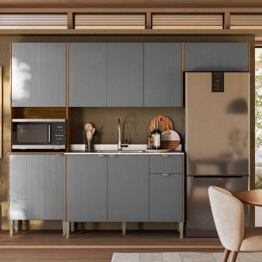 Imagem de Cozinha Completa Soul com Balcão para Pia 9 Portas Nicho p/ Micro-ondas MDP 2,49m