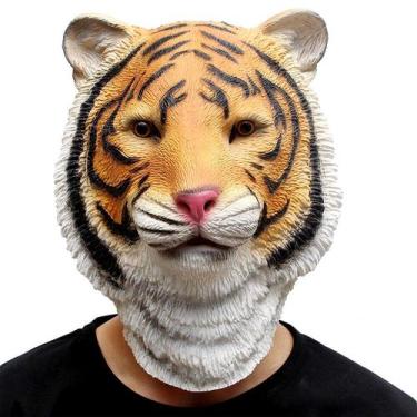 Imagem de Máscara realista de tigre de cabeça cheia, cosplay de halloween, látex