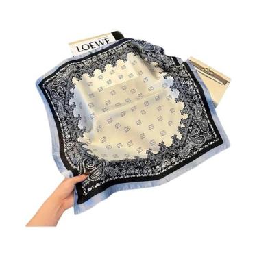 Imagem de Lenço Quadrado De Cetim Macio Com Estampa Paisley Houndstooth De Luxo 