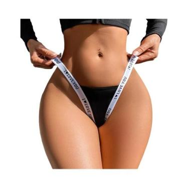 Imagem de Lingerie Feminina Sexy E Respirável Com Estampa De Letras, Tanga Com D