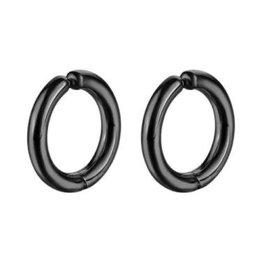 Imagem de Brincos De Argola Falsos Unissex Clássicos Punk Em Aço Inoxidável Com 