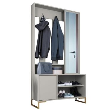 Imagem de Sapateira Cabideiro Com Espelho 1 Porta 100 cm P1067 PP Milani Store