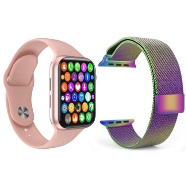 Imagem de Kit Smartwatch Iwo8 Lite Plus Preto + Pulseira Arco íris